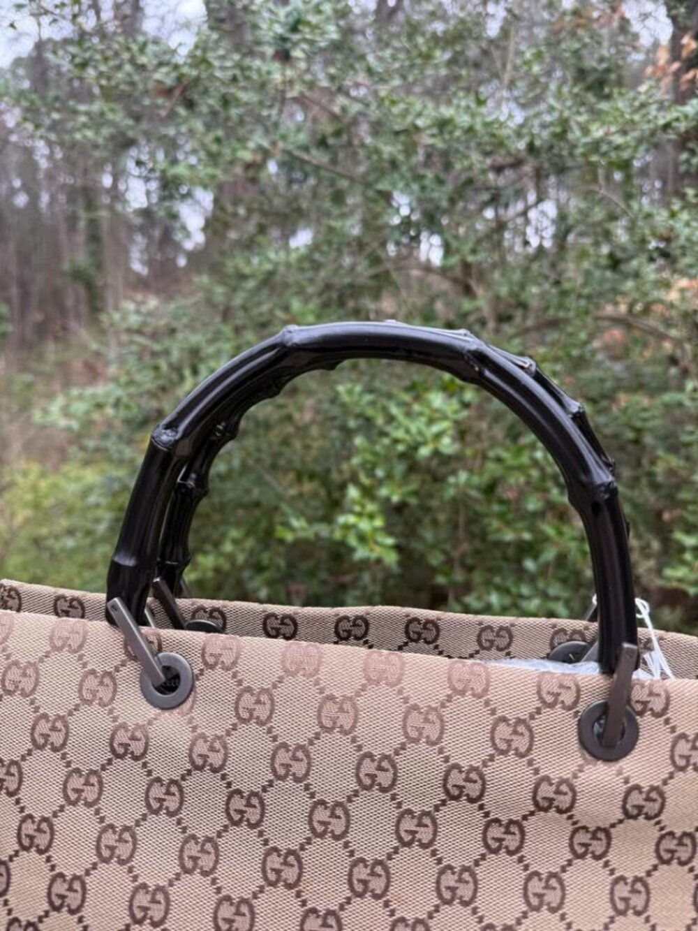 Gucci Bamboo GG Logo Top Handle Tote Bag - Picture 6 of 13